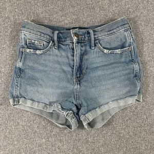Hollister High Rise Short-Short Blue Denim Jean Shorts Womens Size 1 Distressed